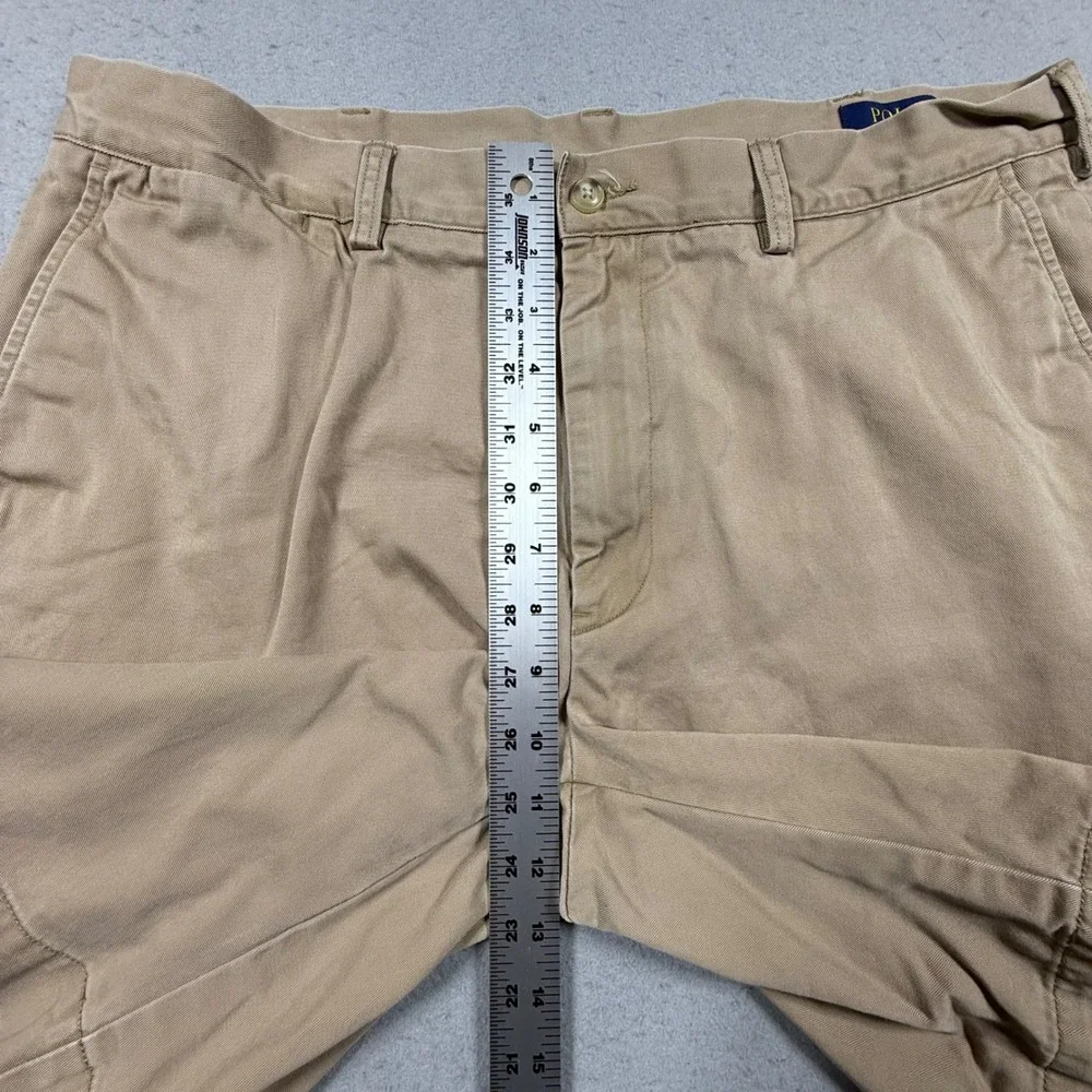 Polo Ralph Lauren Mens Chino Shorts Tan Khaki Cotton Twill Flat Front 36